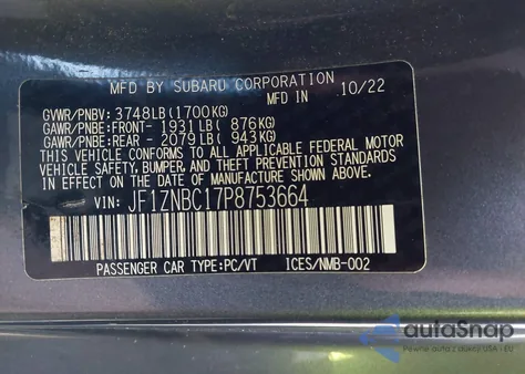 2023 Toyota Gr86 from USA, damaged, VIN JF1ZNBC17P8753664